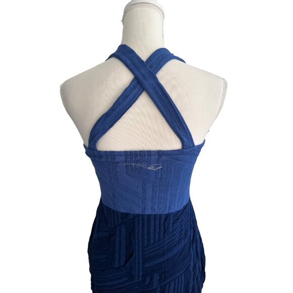 DESIGUAL Blue Colorblock Halter Dress Size Medium - Picture 6 of 10